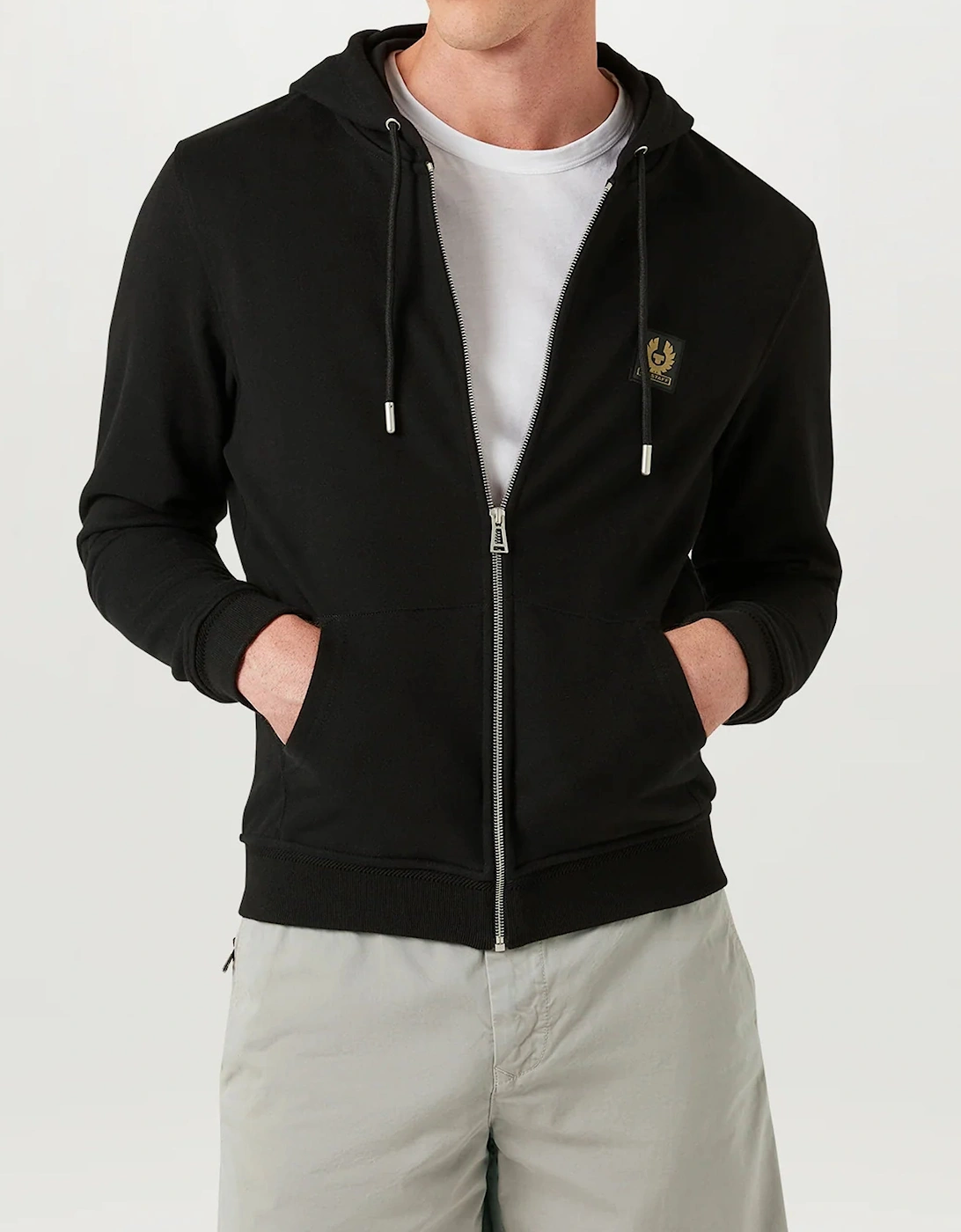 Patch Logo Zip Hoodie Black