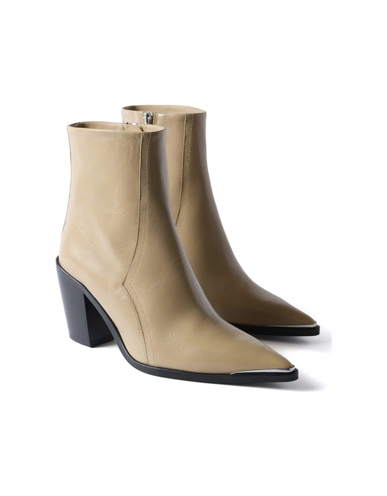 Neutral Leather Ankle Boot - Natural