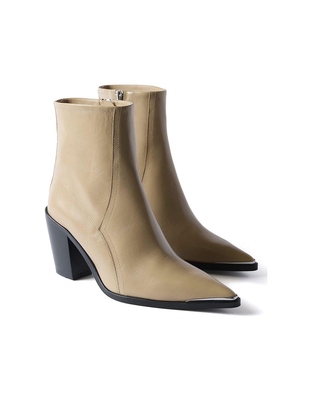 Neutral Leather Ankle Boot - Natural