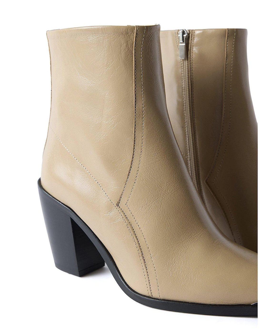 Neutral Leather Ankle Boot - Natural