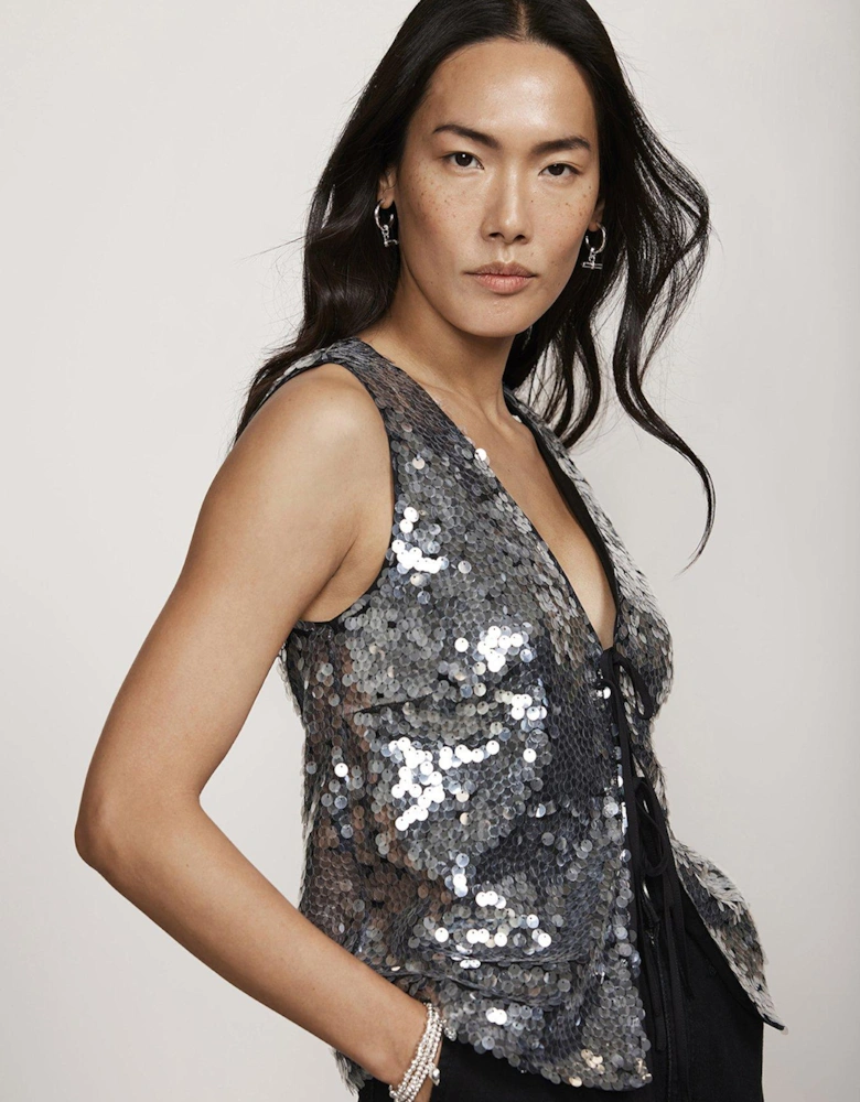 Grey Sequin Waistcoat