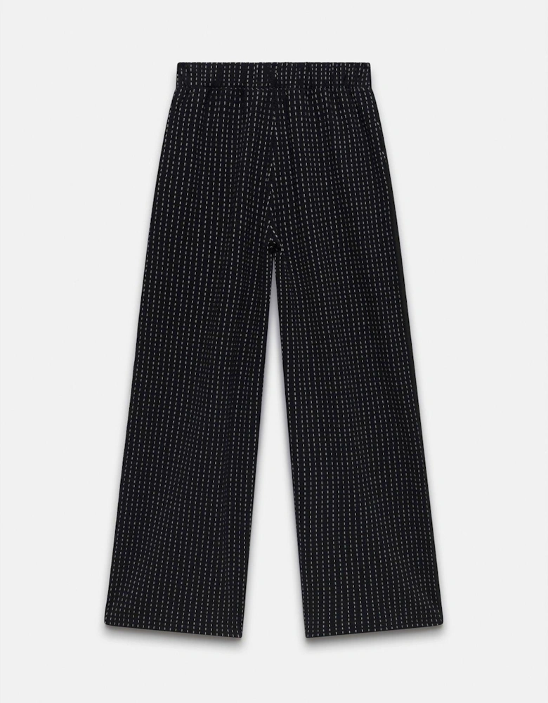 Navy Pinstripe Wide Trouser