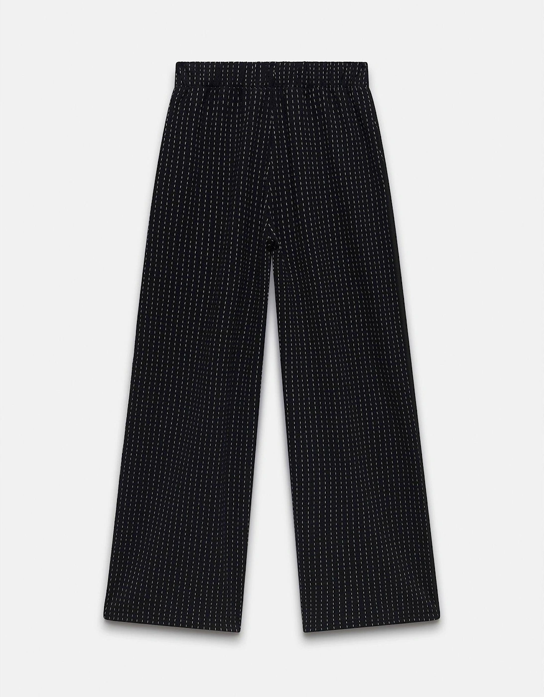 Navy Pinstripe Wide Trouser