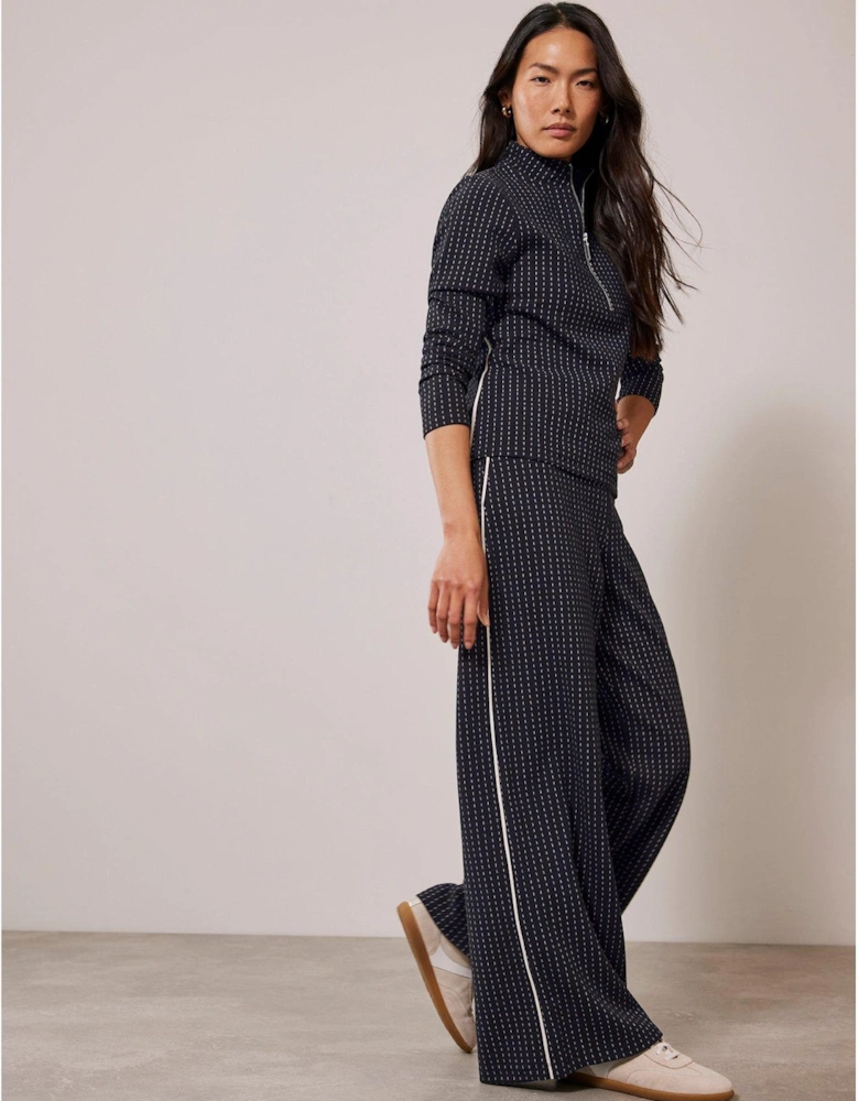 Navy Pinstripe Wide Trouser