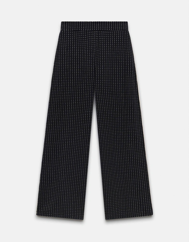 Navy Pinstripe Wide Trouser