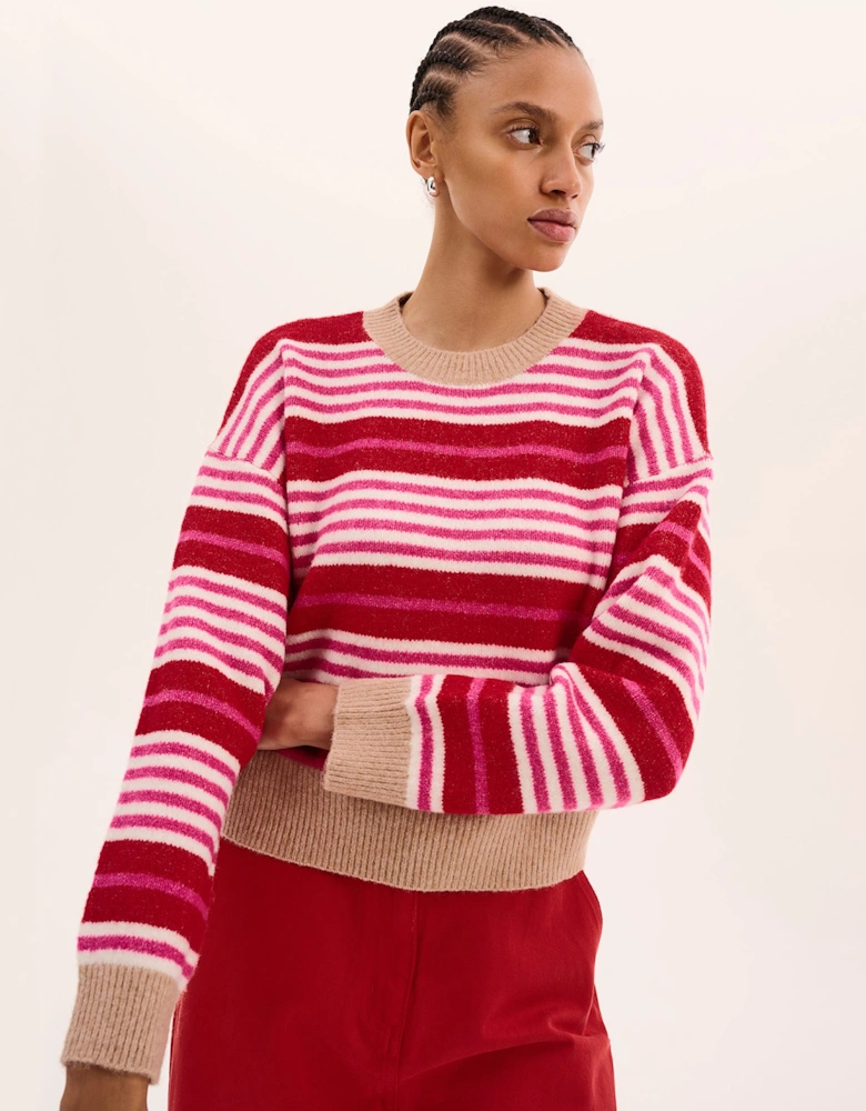 Clementine Stripe Jumper in Pink and Red