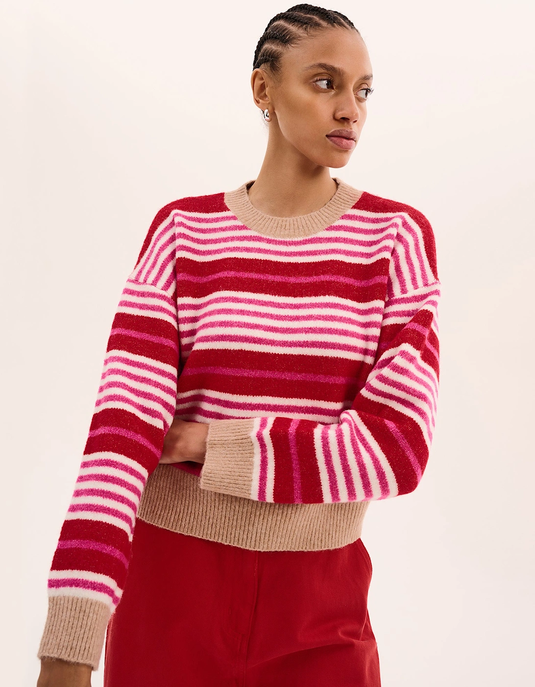 Clementine Stripe Jumper in Pink and Red