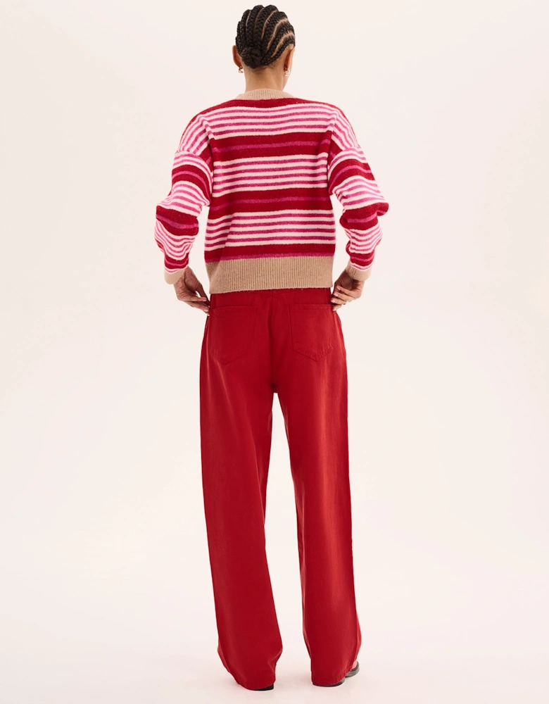 Clementine Stripe Jumper in Pink and Red