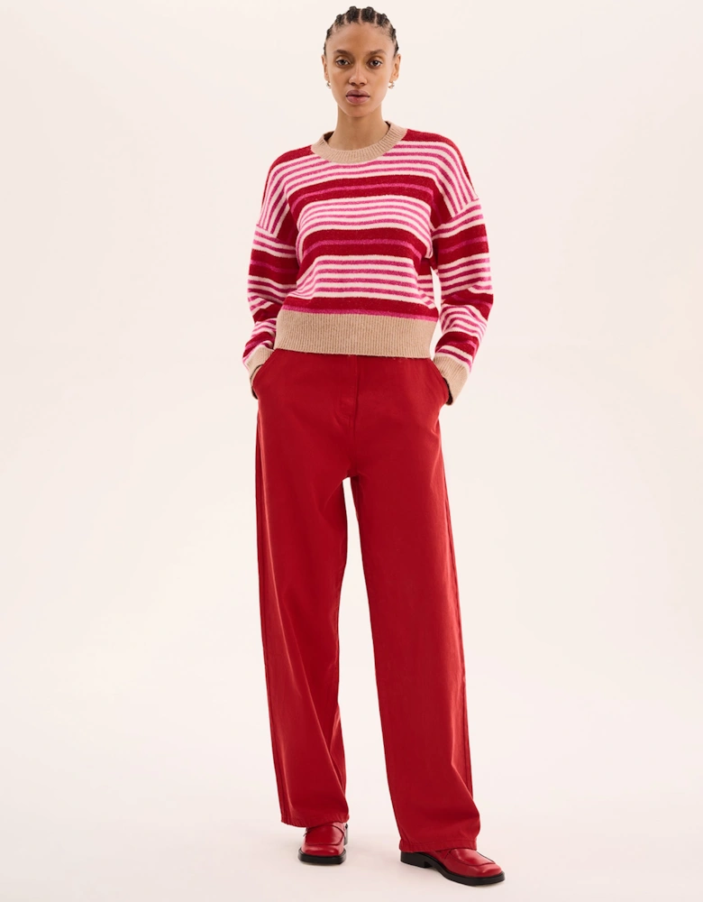 Clementine Stripe Jumper in Pink and Red