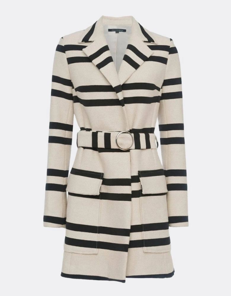 Escher Stripes Belted Womens Mac Jacket