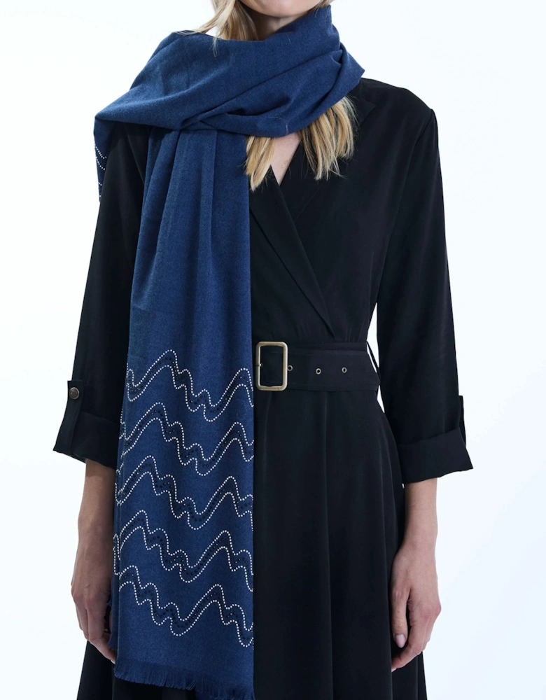 Crystal Wave Navy Scarf