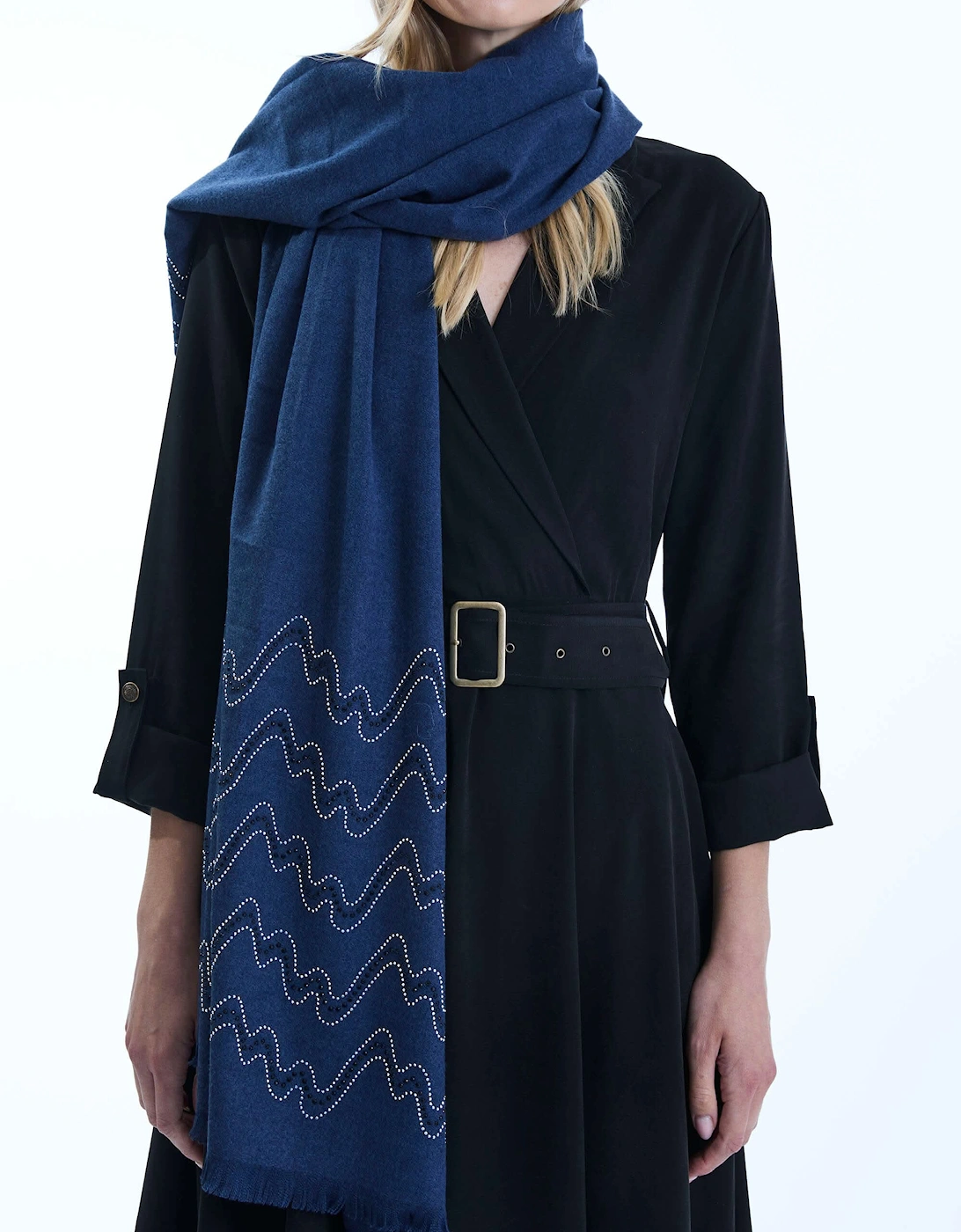 Crystal Wave Navy Scarf