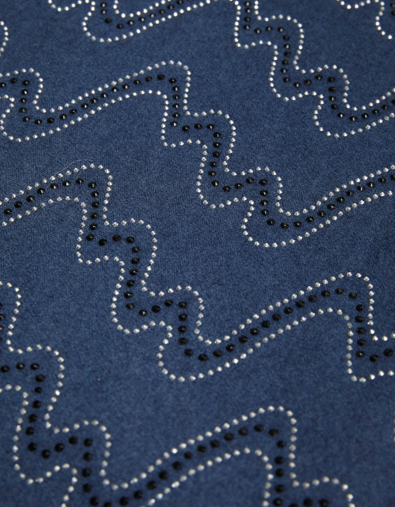 Crystal Wave Navy Scarf