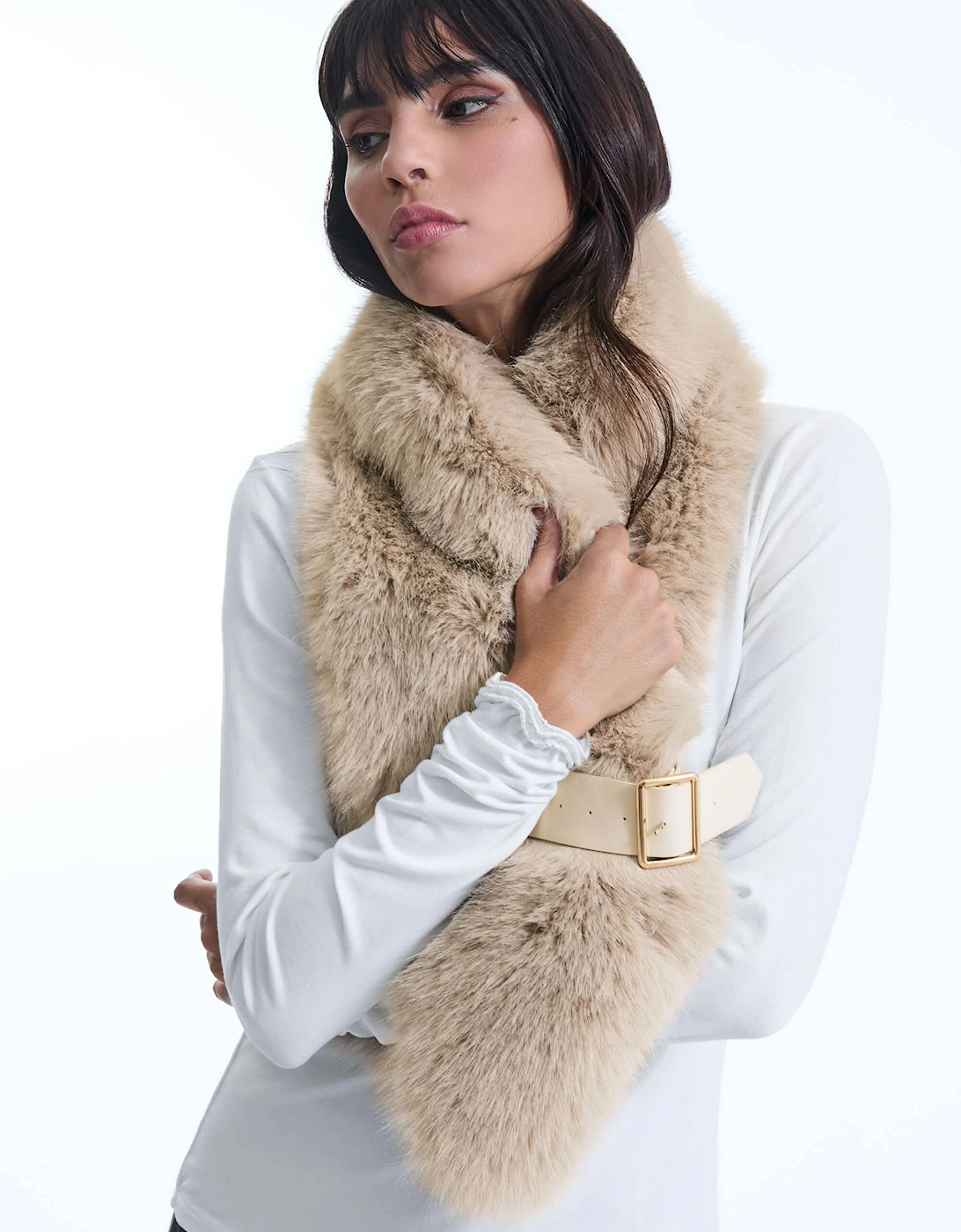 Faux Fur Beige Collar