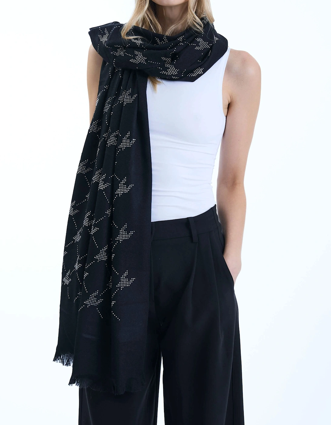 Houndstooth Black Scarf