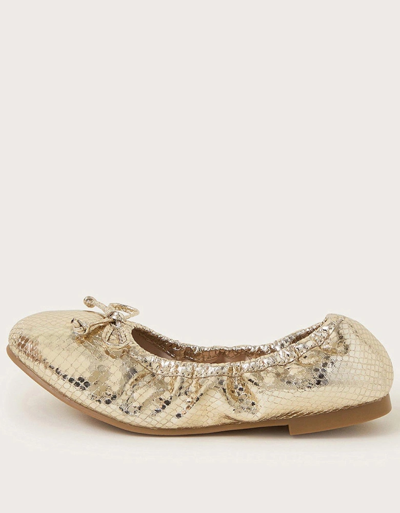 Girls Foldable Ballet Flats - Gold