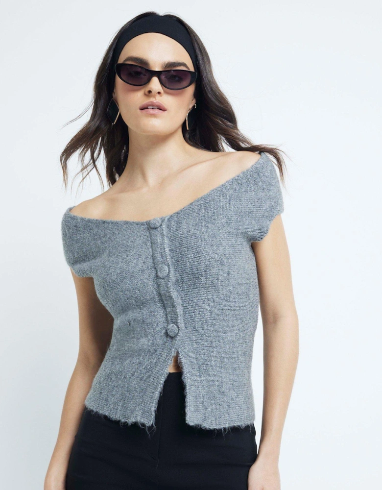 Off Shoulder Bandeau Top - Grey