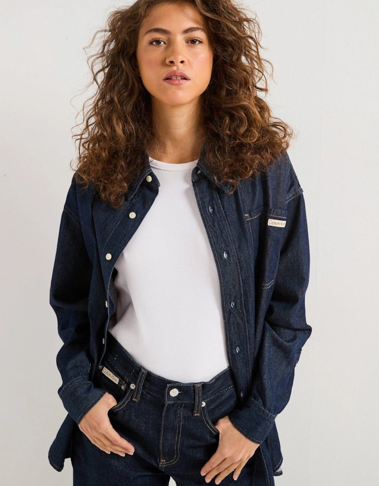 Oversized Denim Shirt - Navy