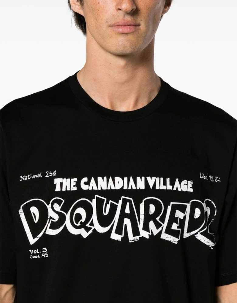 The Canadian Village Printed Black T-Shirt