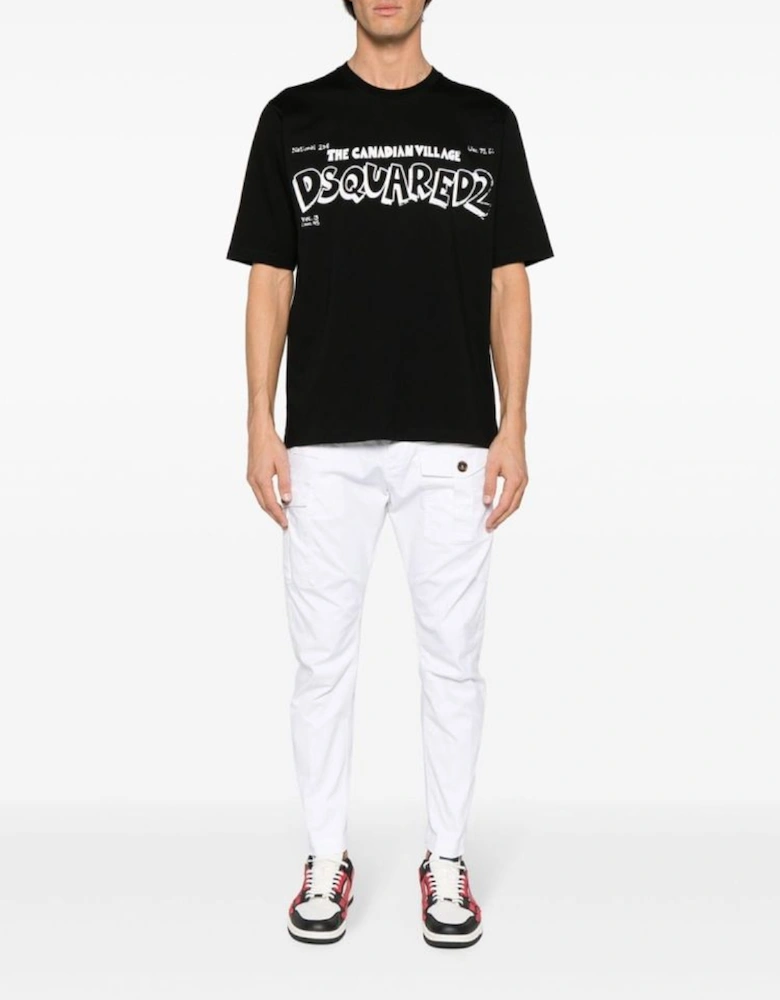 The Canadian Village Printed Black T-Shirt