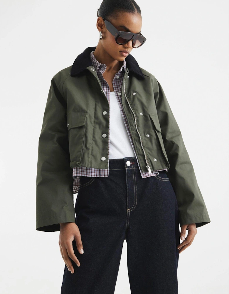 Waxed Collar Jacket - Dark Khaki