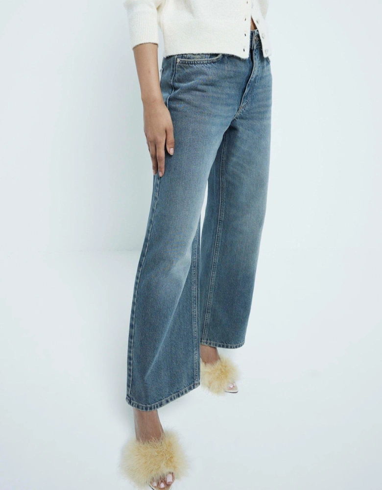 Relaxed Straight Jeans - Blue