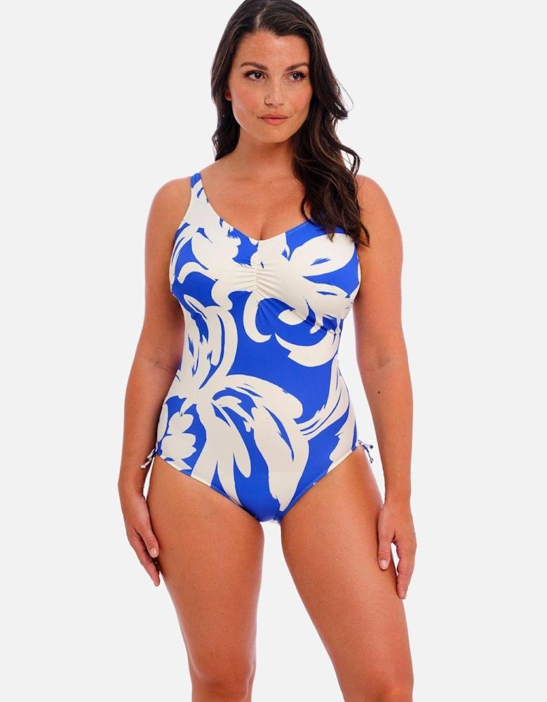 Rabida Underwired V-neck Swimsuit With Adjustable Leg - Blue/white