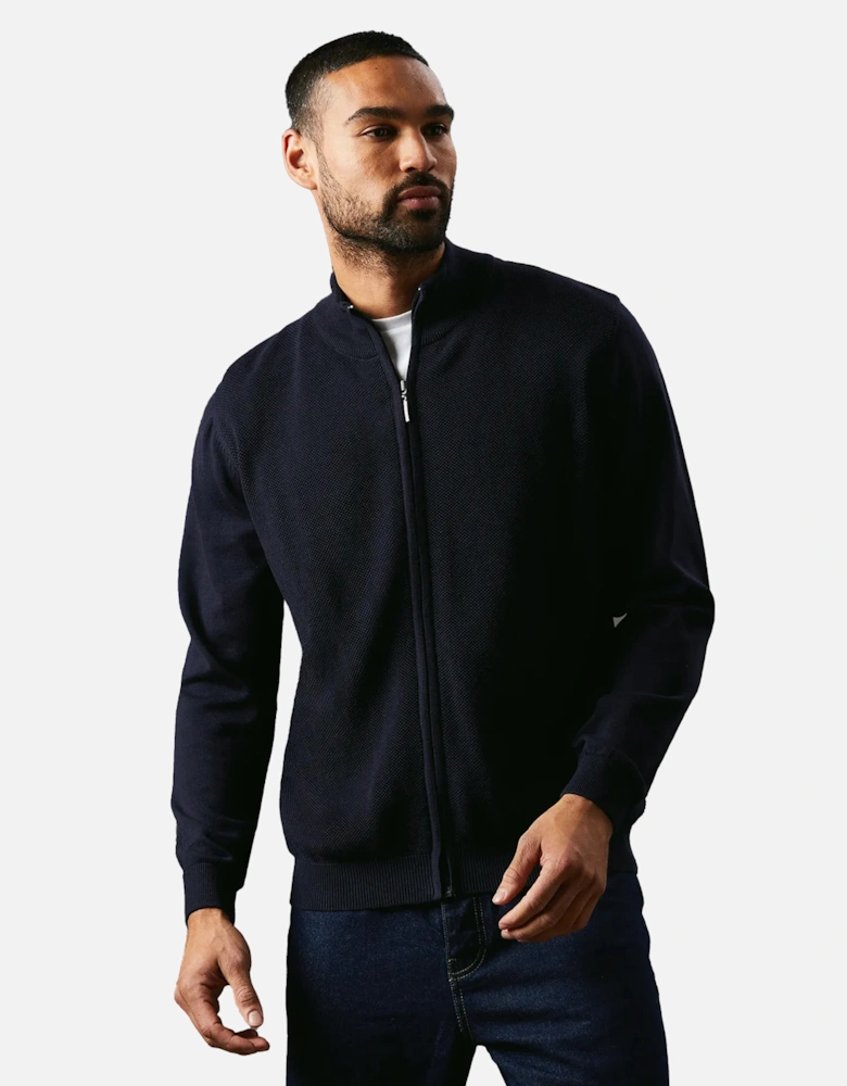 Mens Knitted Honeycomb Full Zip Jacket