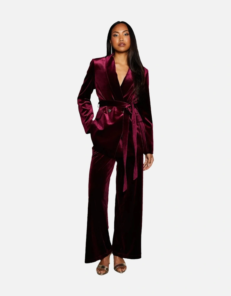 Womens/Ladies Velvet Wide Leg Trousers