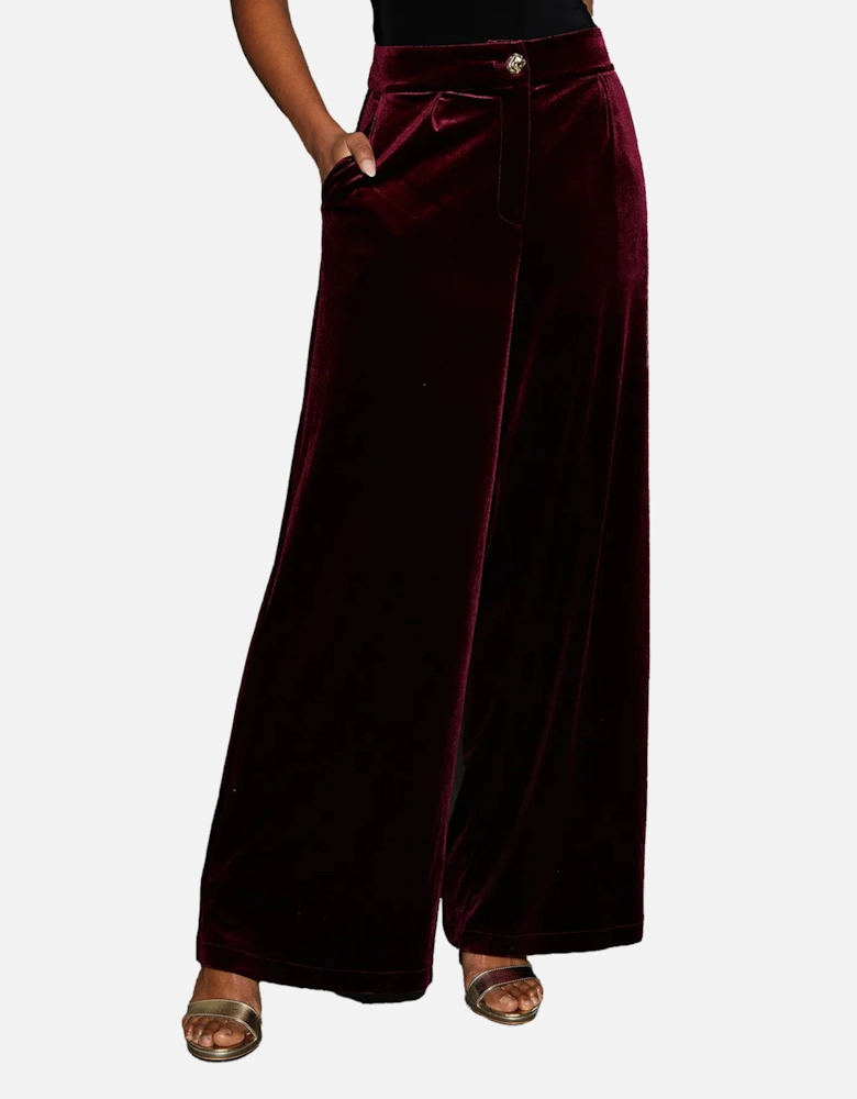 Womens/Ladies Velvet Wide Leg Trousers