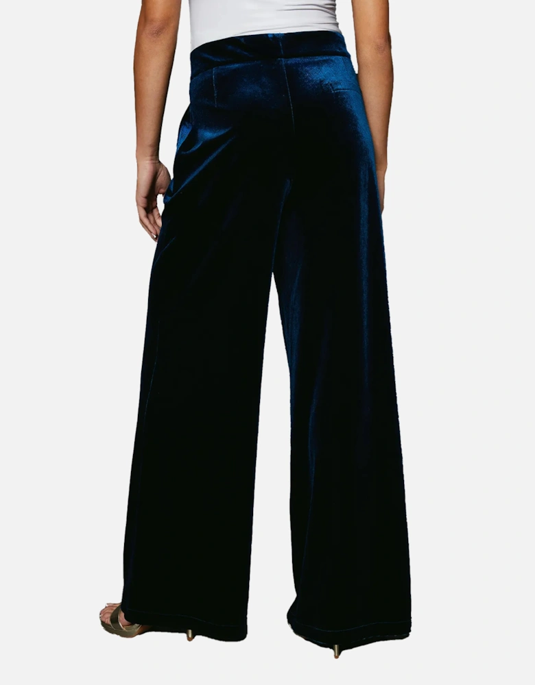 Womens/Ladies Velvet Wide Leg Trousers