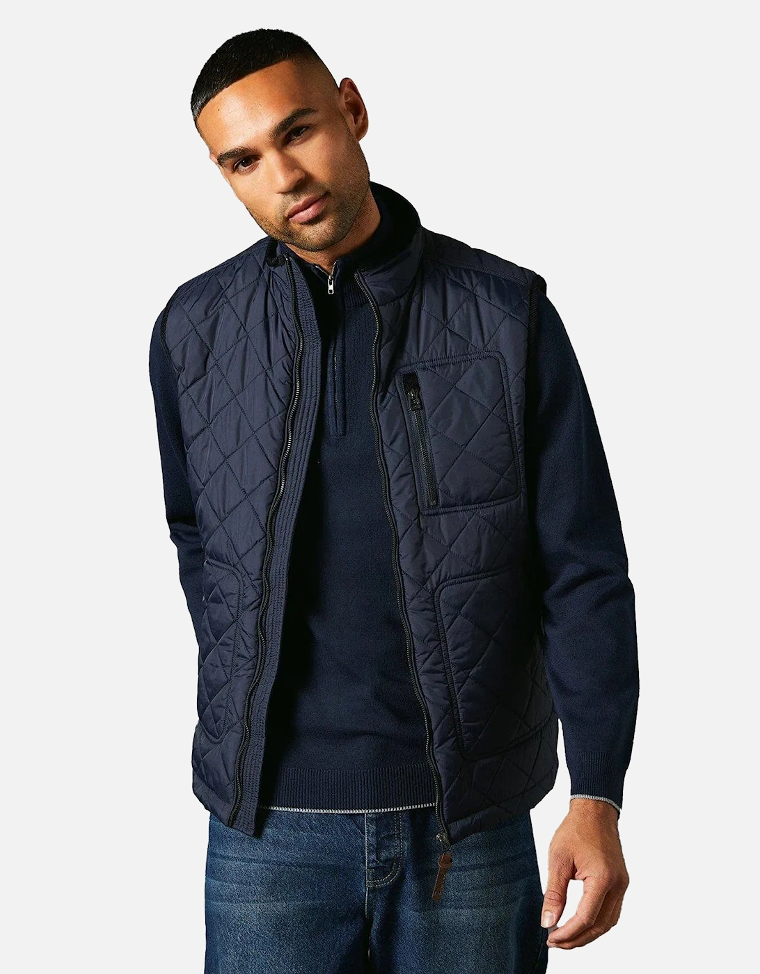 Mens Diamond Quilt Gilet, 4 of 3