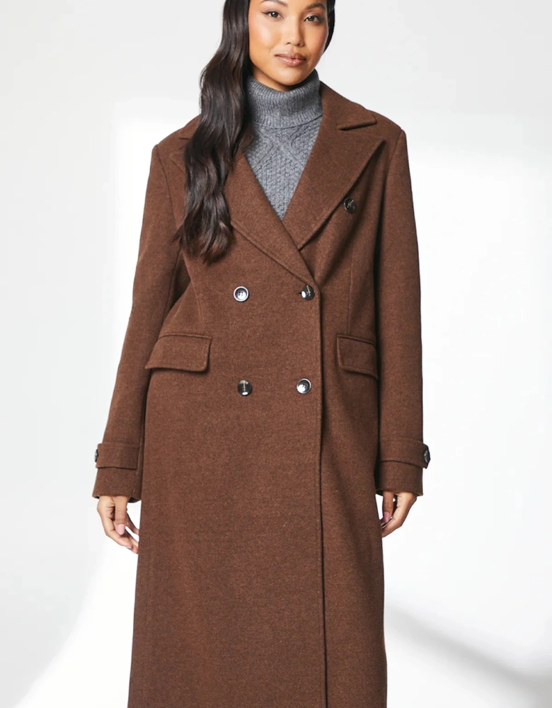 Womens/Ladies Faux Wool Double-Breasted Trench Coat