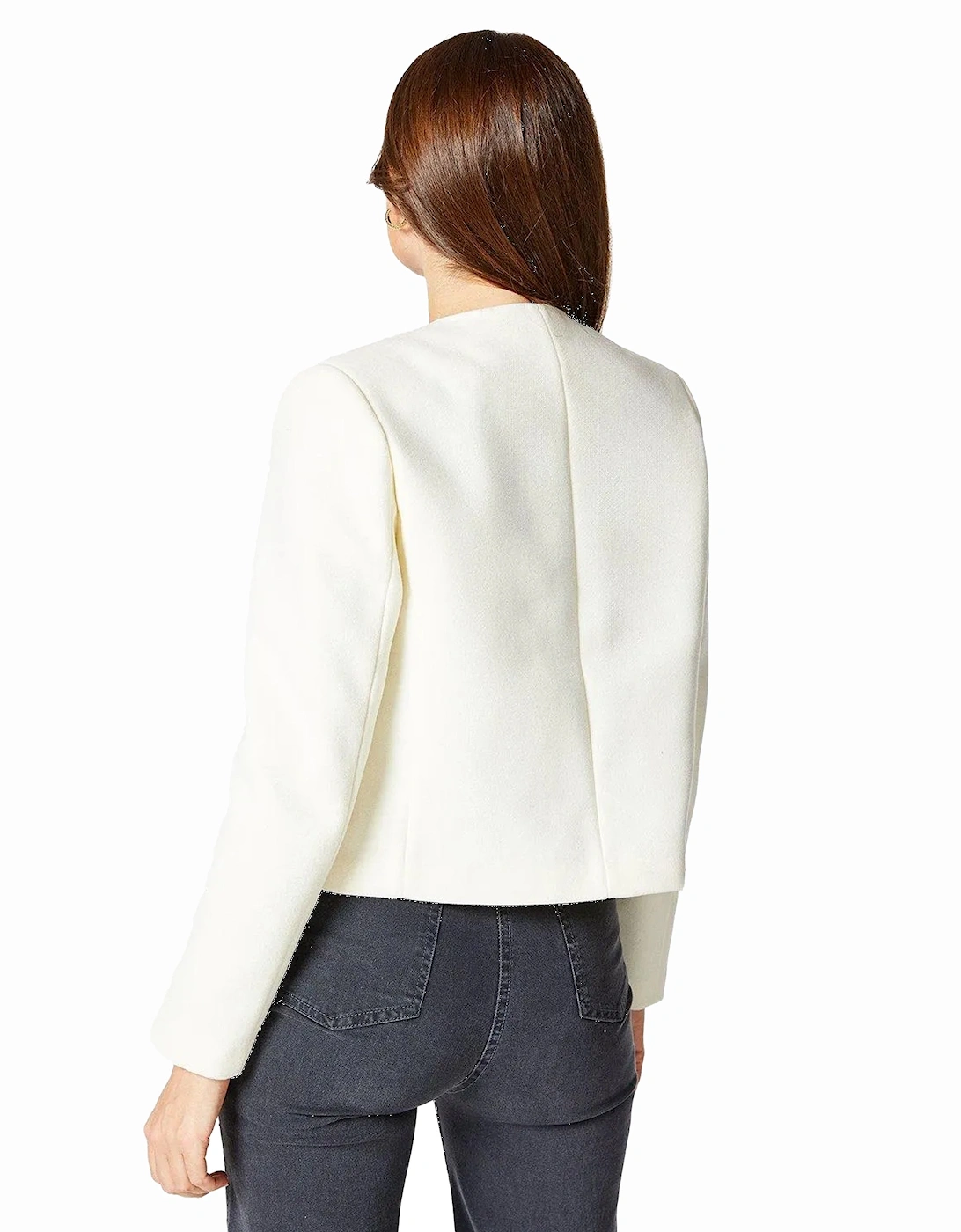 Womens/Ladies Faux Wool Collarless Jacket