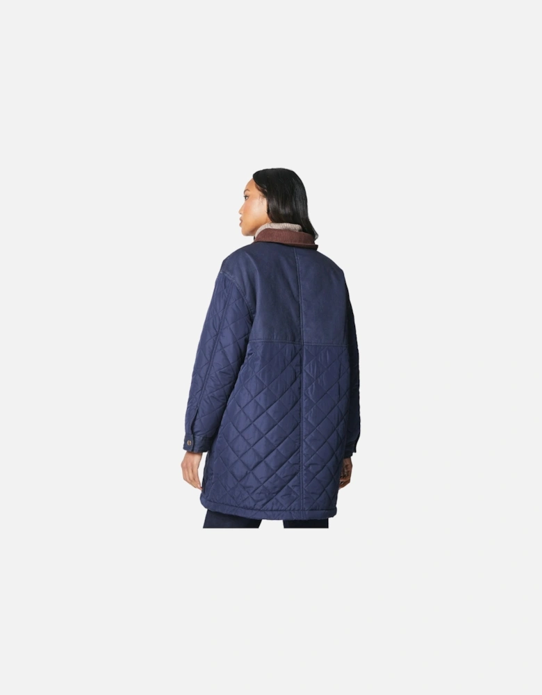 Womens/Ladies Quilted Corduroy Collar Jacket