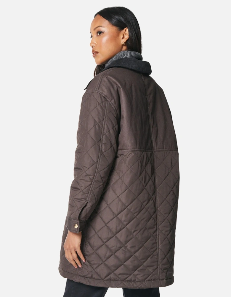 Womens/Ladies Quilted Corduroy Collar Jacket