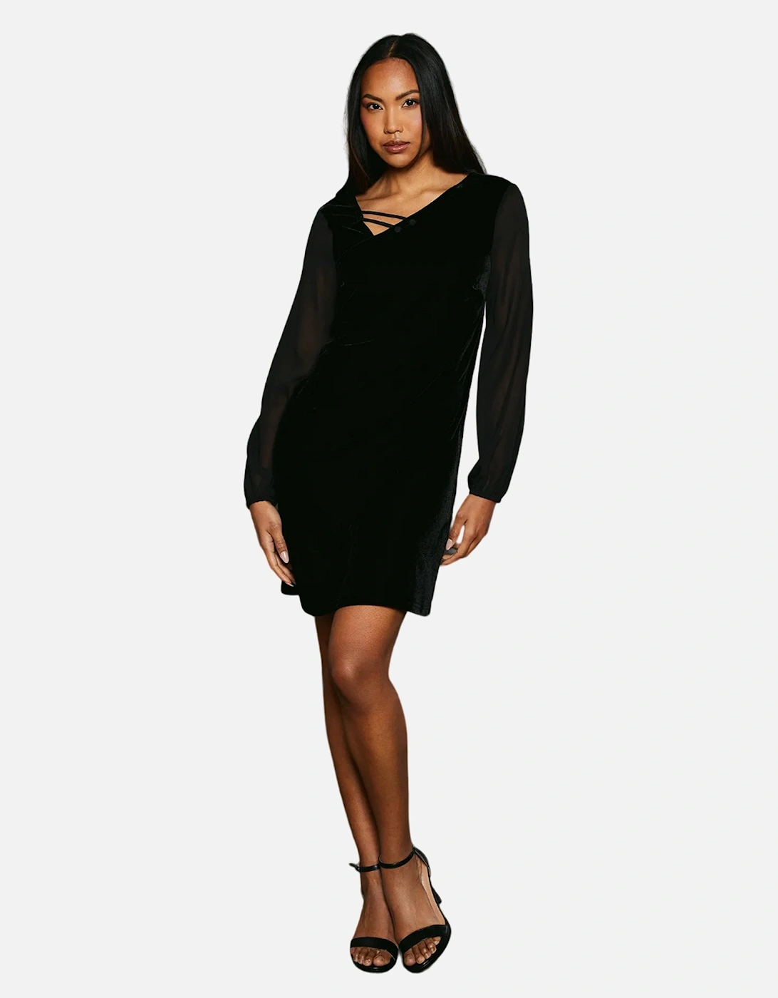 Womens/Ladies Chain Detail Velvet Shift Dress