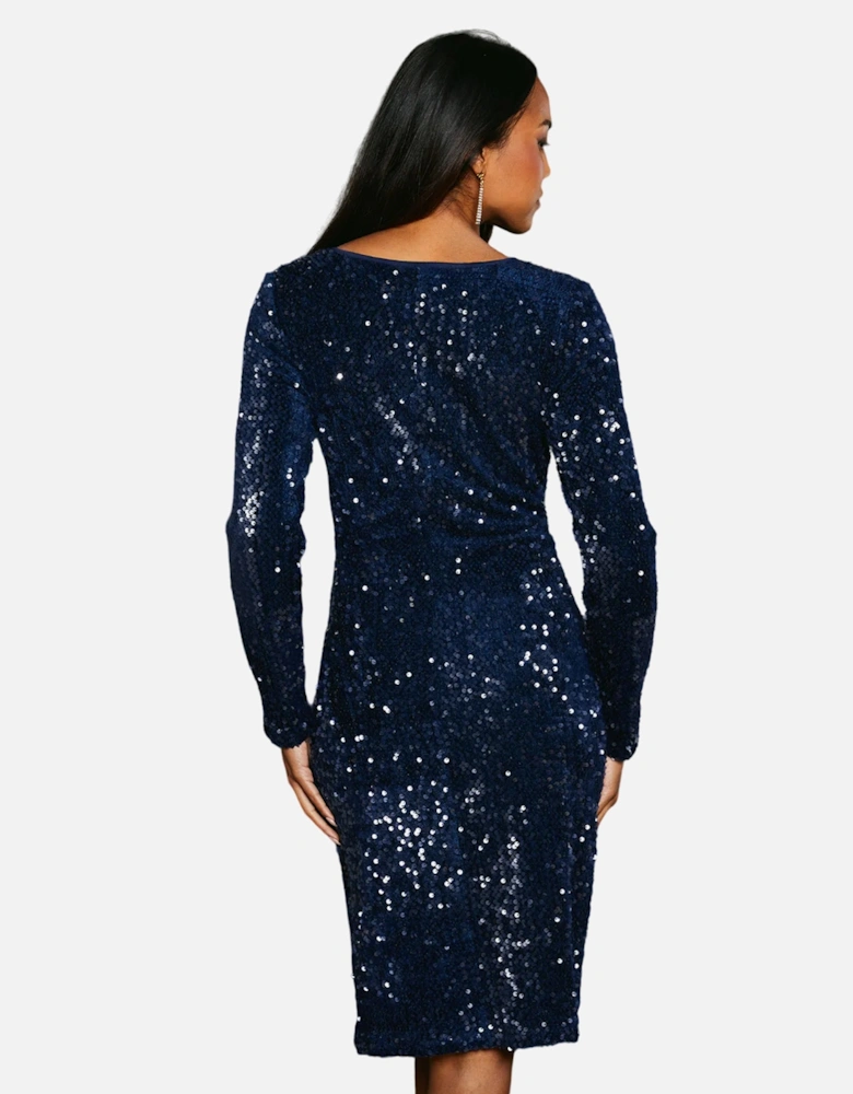 Womens/Ladies Sequin Velvet Pencil Dress