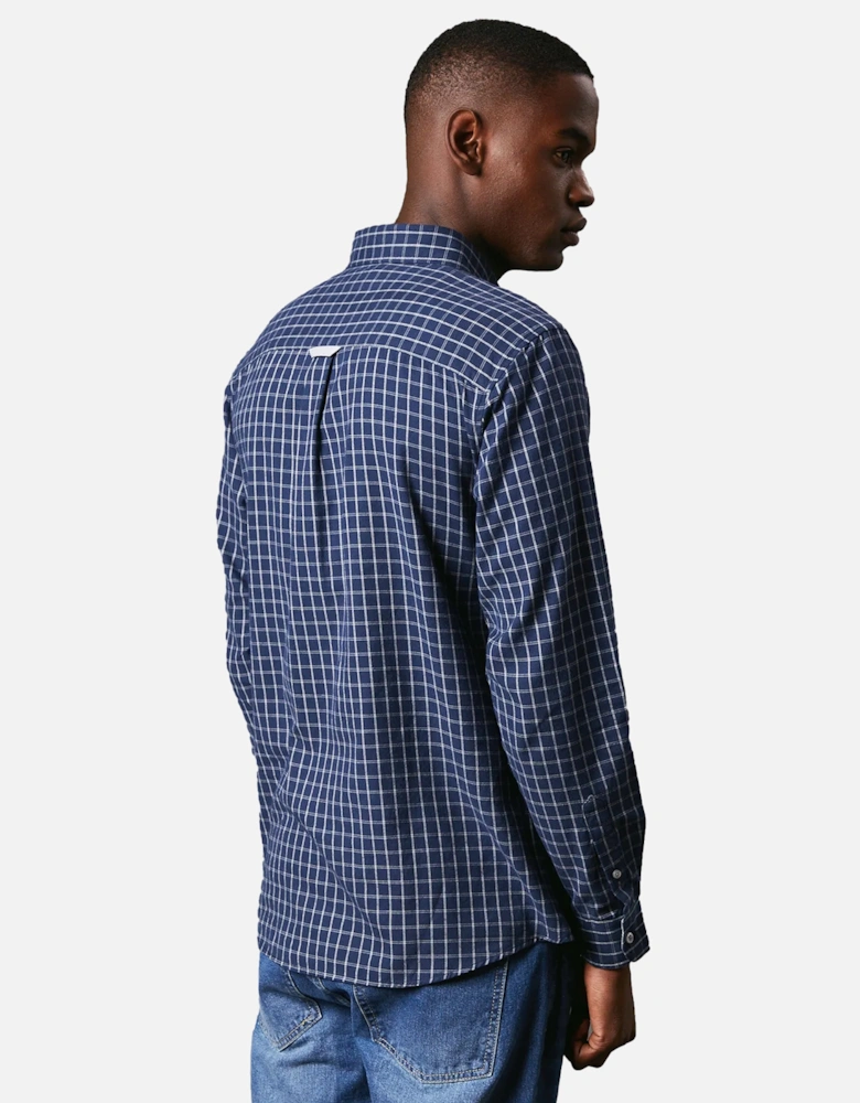 Mens Grid Checked Brushed Long-Sleeved Shirt