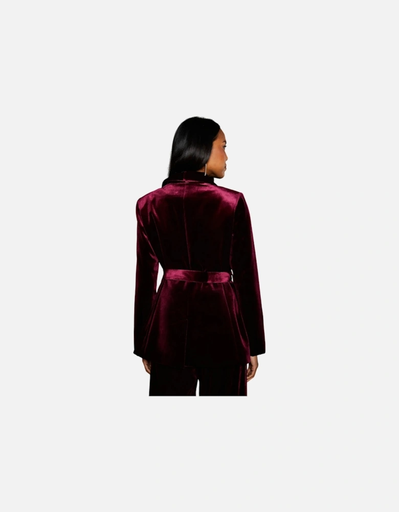 Womens/Ladies Velvet Belted Blazer