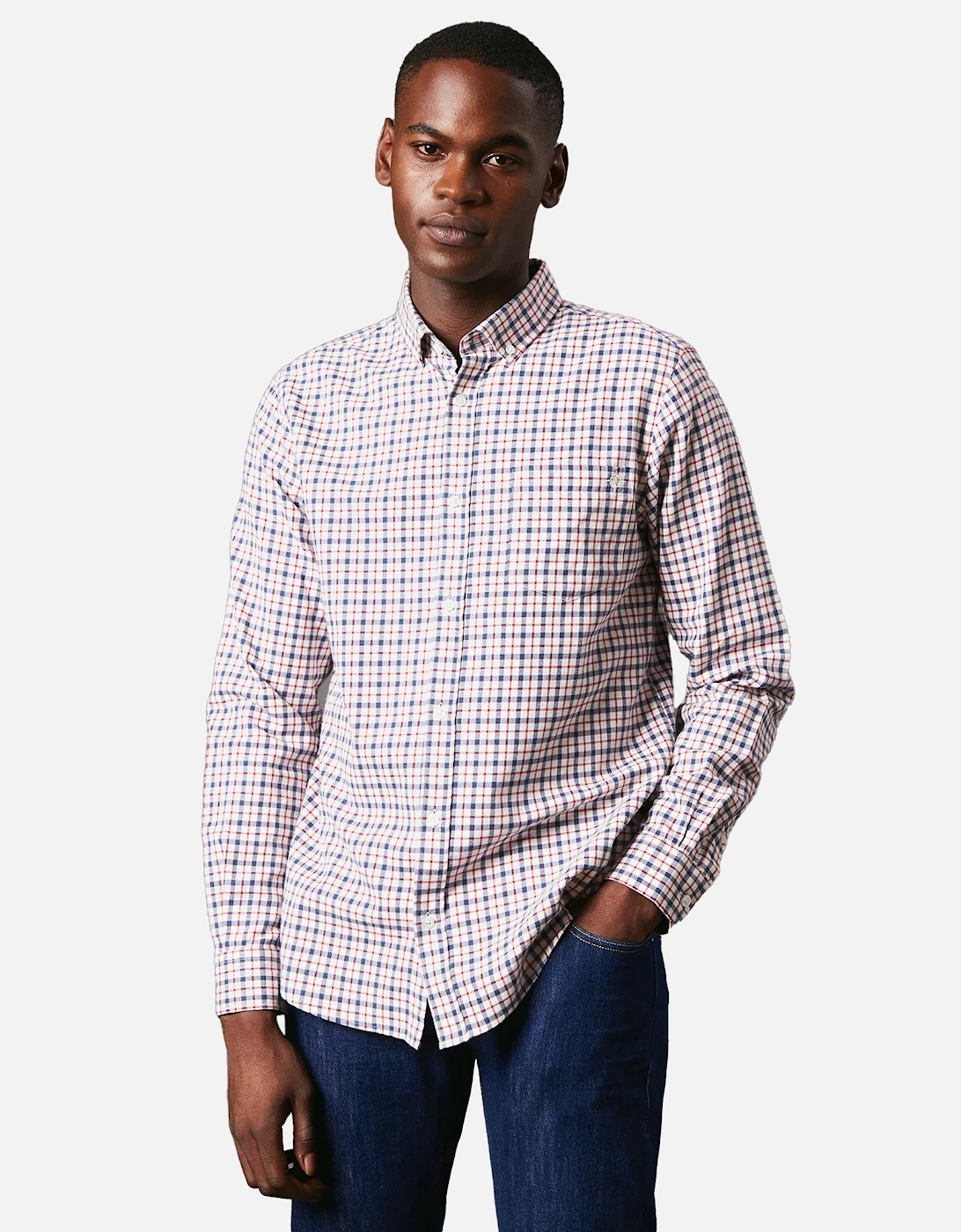 Mens Club Checked Brushed Long-Sleeved Shirt, 4 of 3