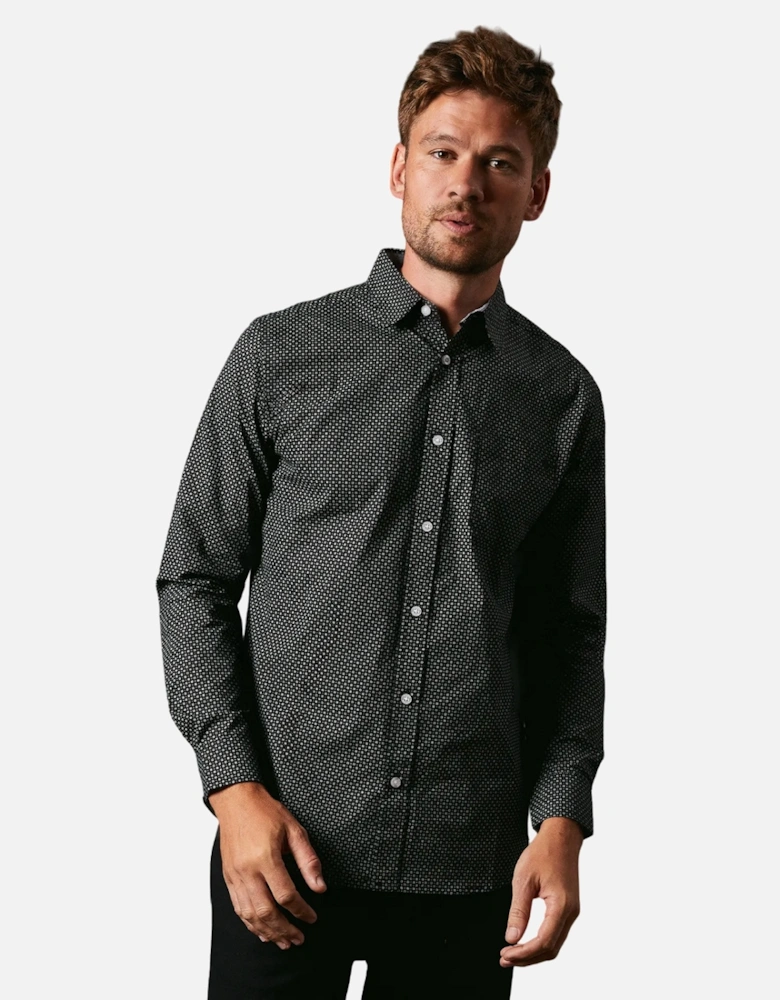 Mens Micro Floral Long-Sleeved Shirt