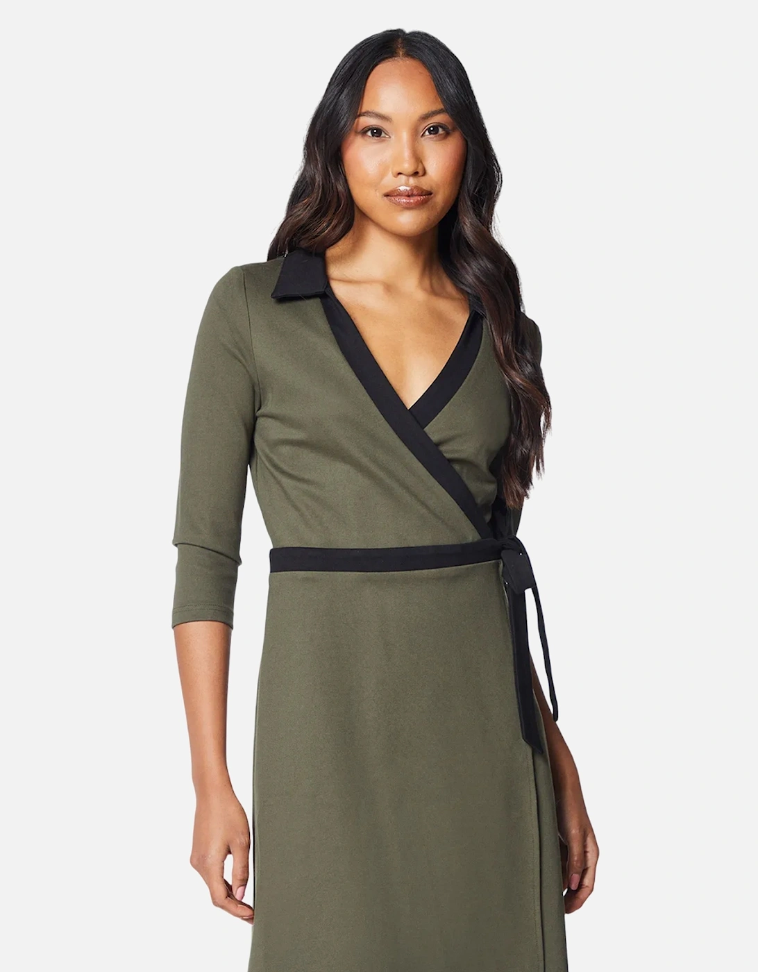 Womens/Ladies Contrast Ponte Wrap Dress