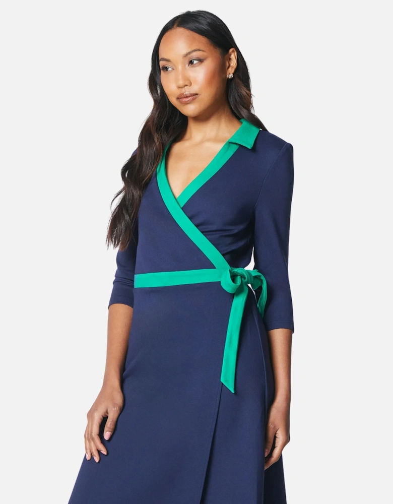 Womens/Ladies Contrast Ponte Wrap Dress