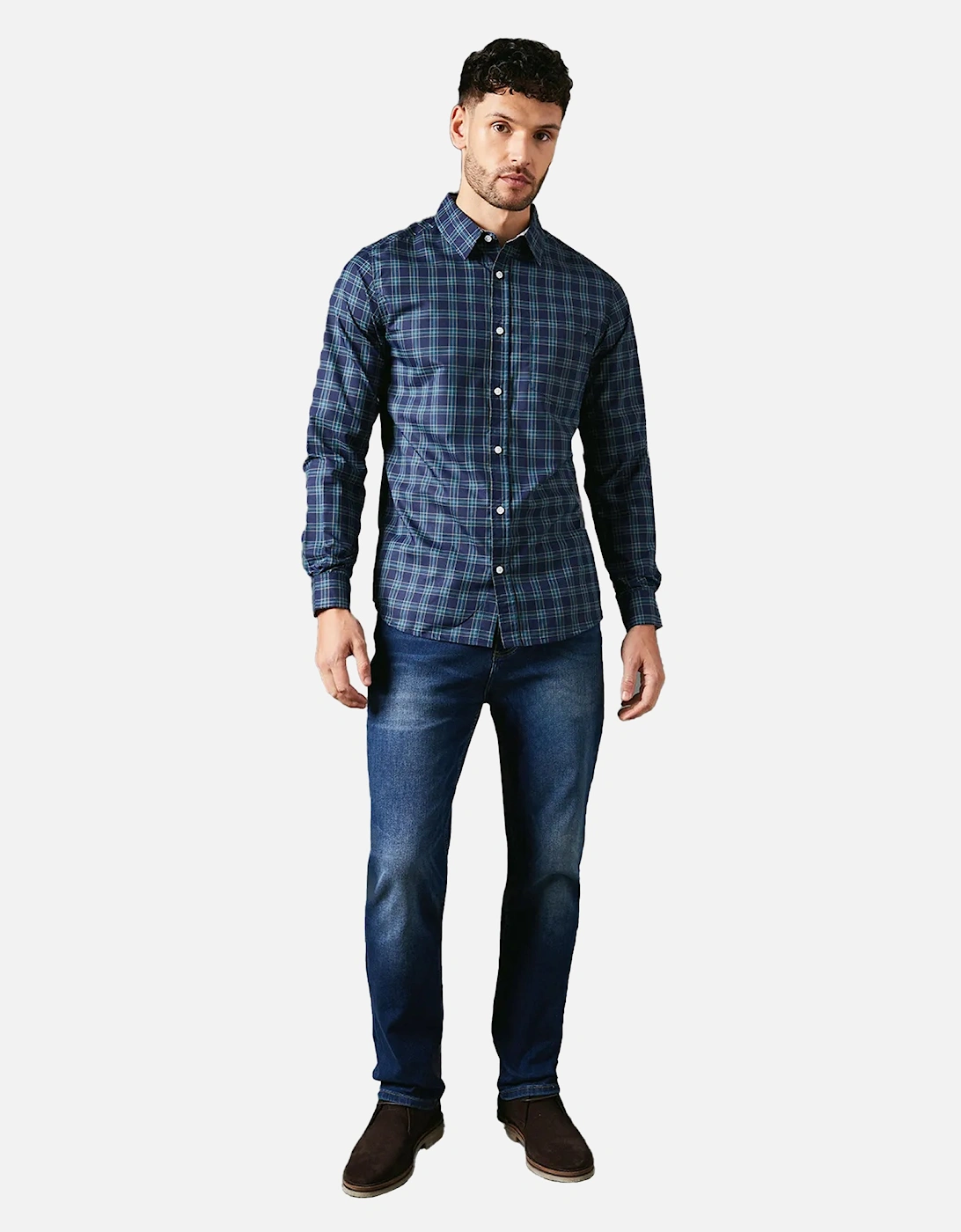 Mens Brooklyn Checked Long-Sleeved Shirt