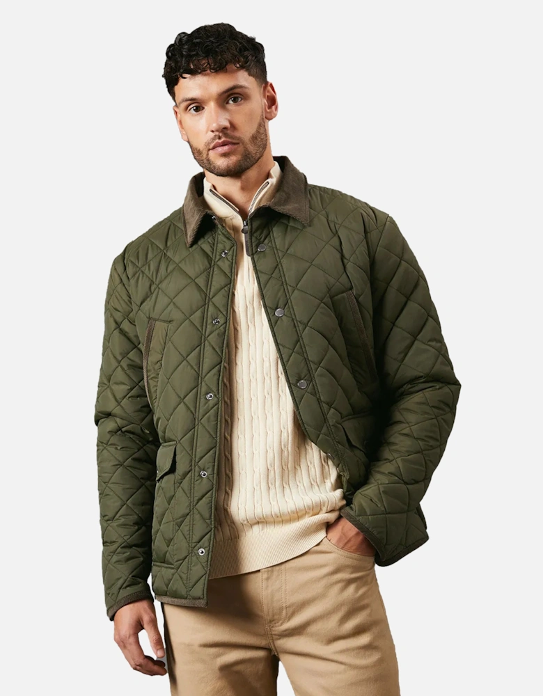 Mens Quilted Cord Collar Padded Jacket