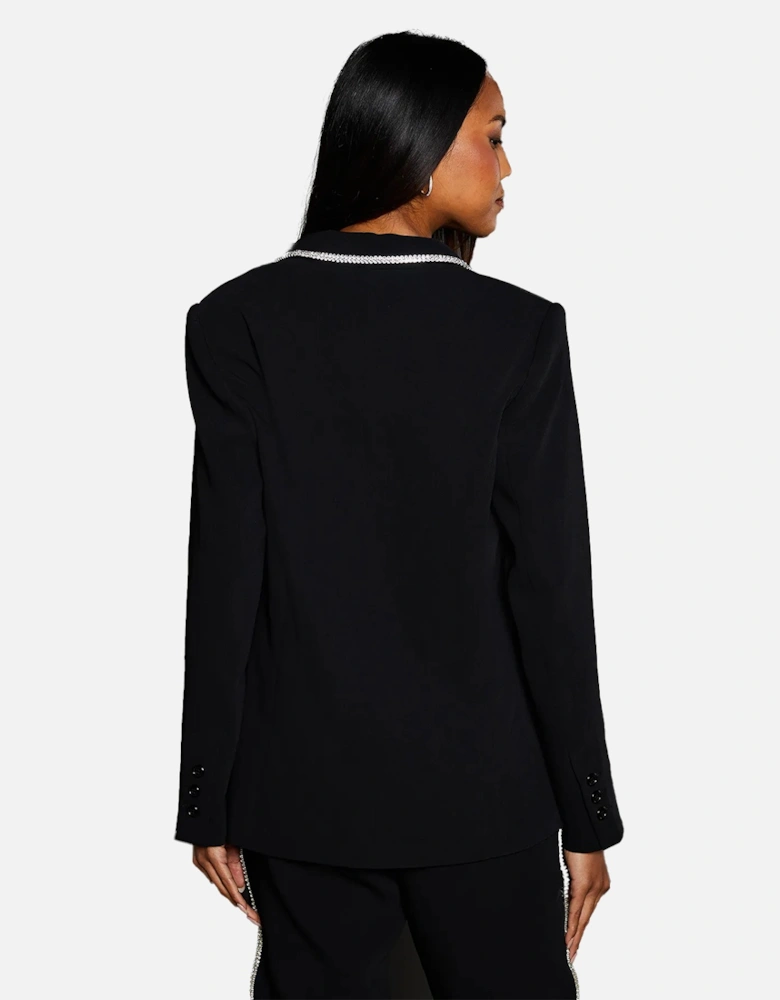 Womens/Ladies Diamante Trim Blazer