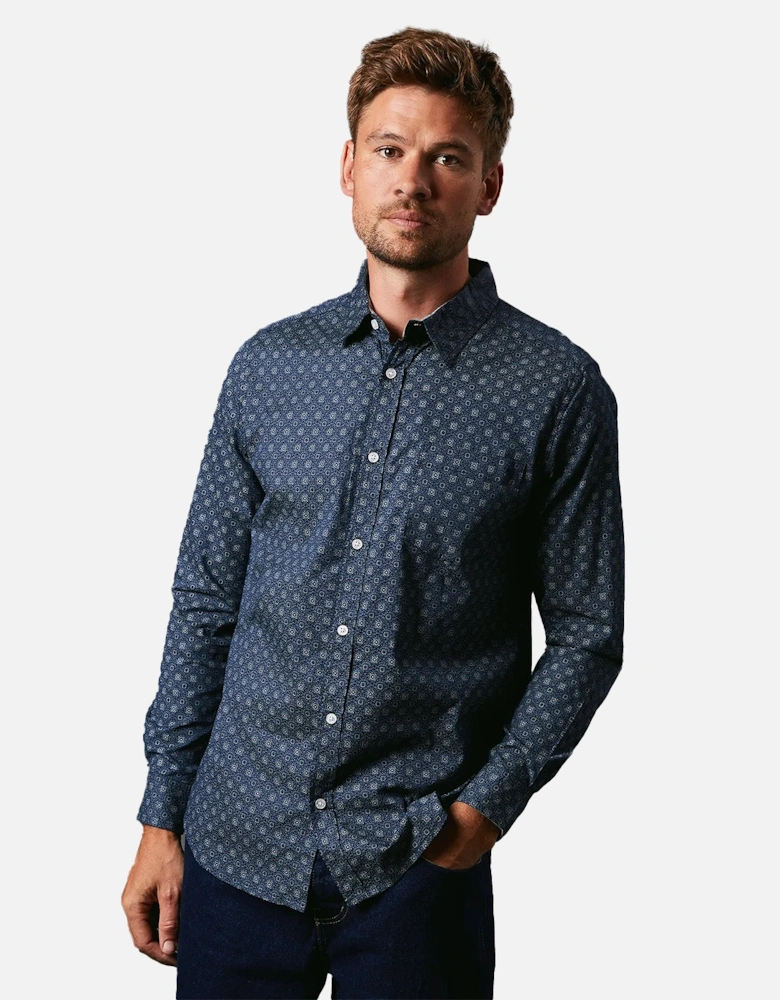 Mens Tudor Tile Print Long-Sleeved Shirt