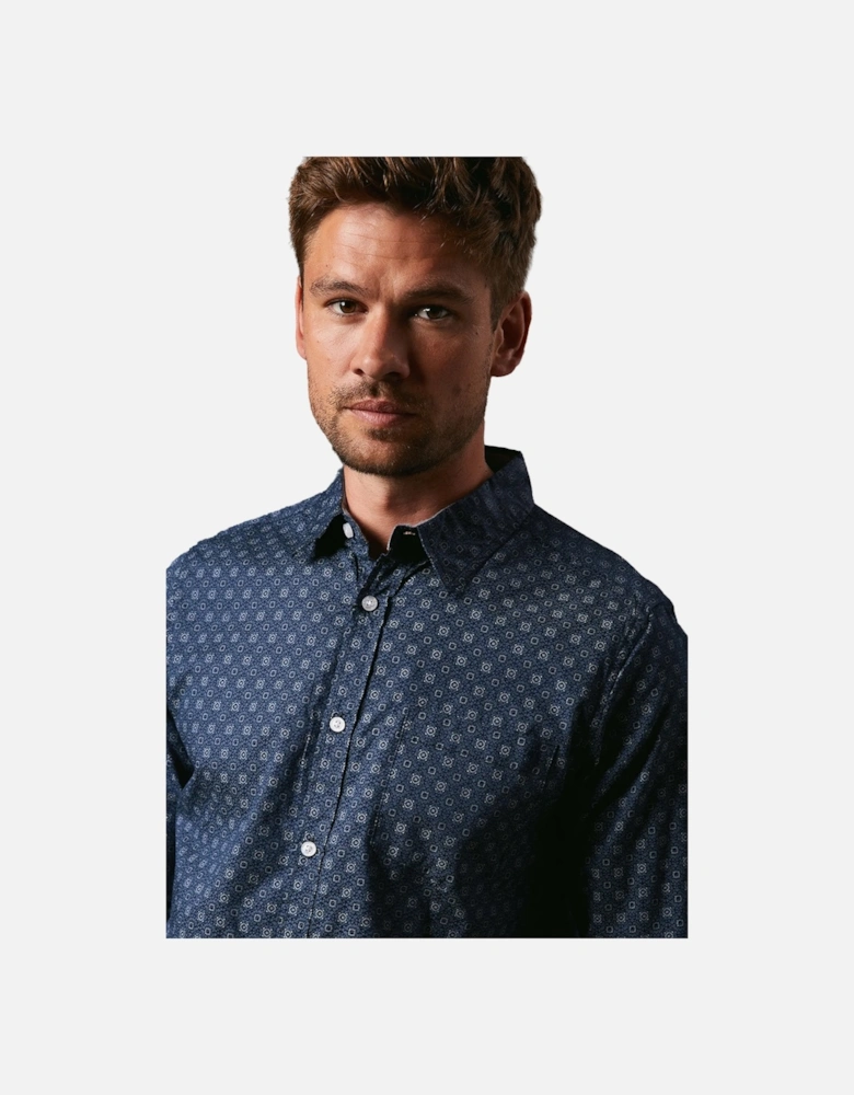 Mens Tudor Tile Print Long-Sleeved Shirt