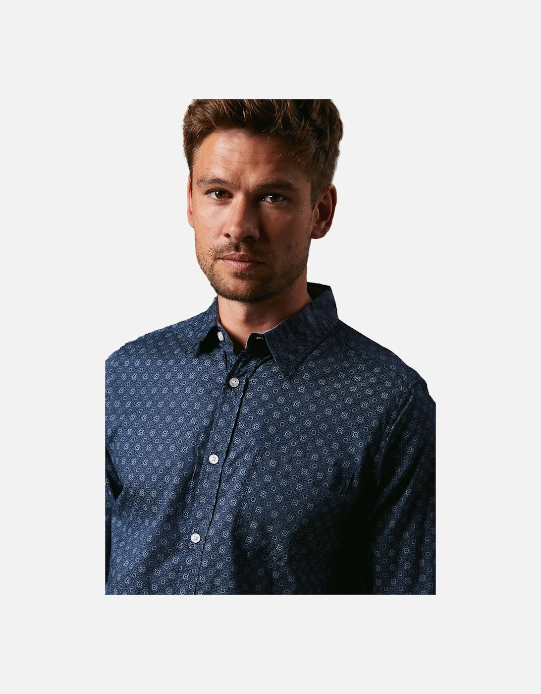 Mens Tudor Tile Print Long-Sleeved Shirt